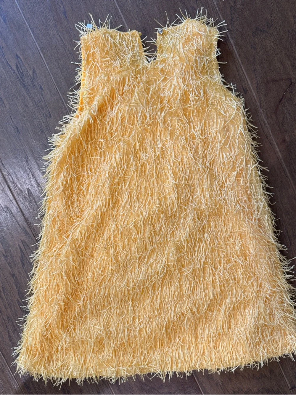Lola + The Boys Yellow Shaggy Fringe Kids Dress